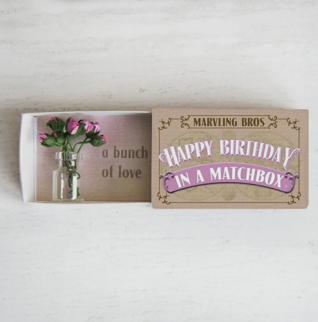 Happy Birthday ~ Bunch of Roses in A Vase in A Matchbox