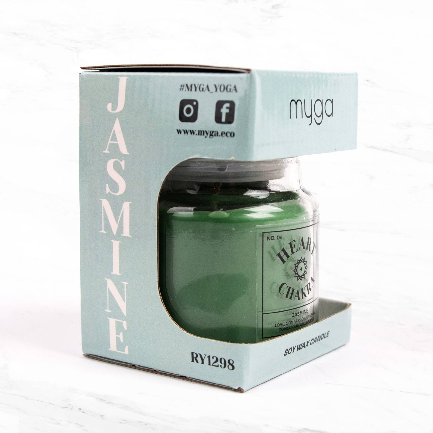 Myga - Seven Chakra Candles: Heart - Jasmine Scent