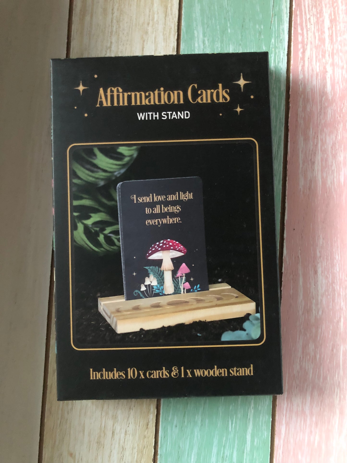 Mystical Mushroom Affirmation Cards with Wooden Stand