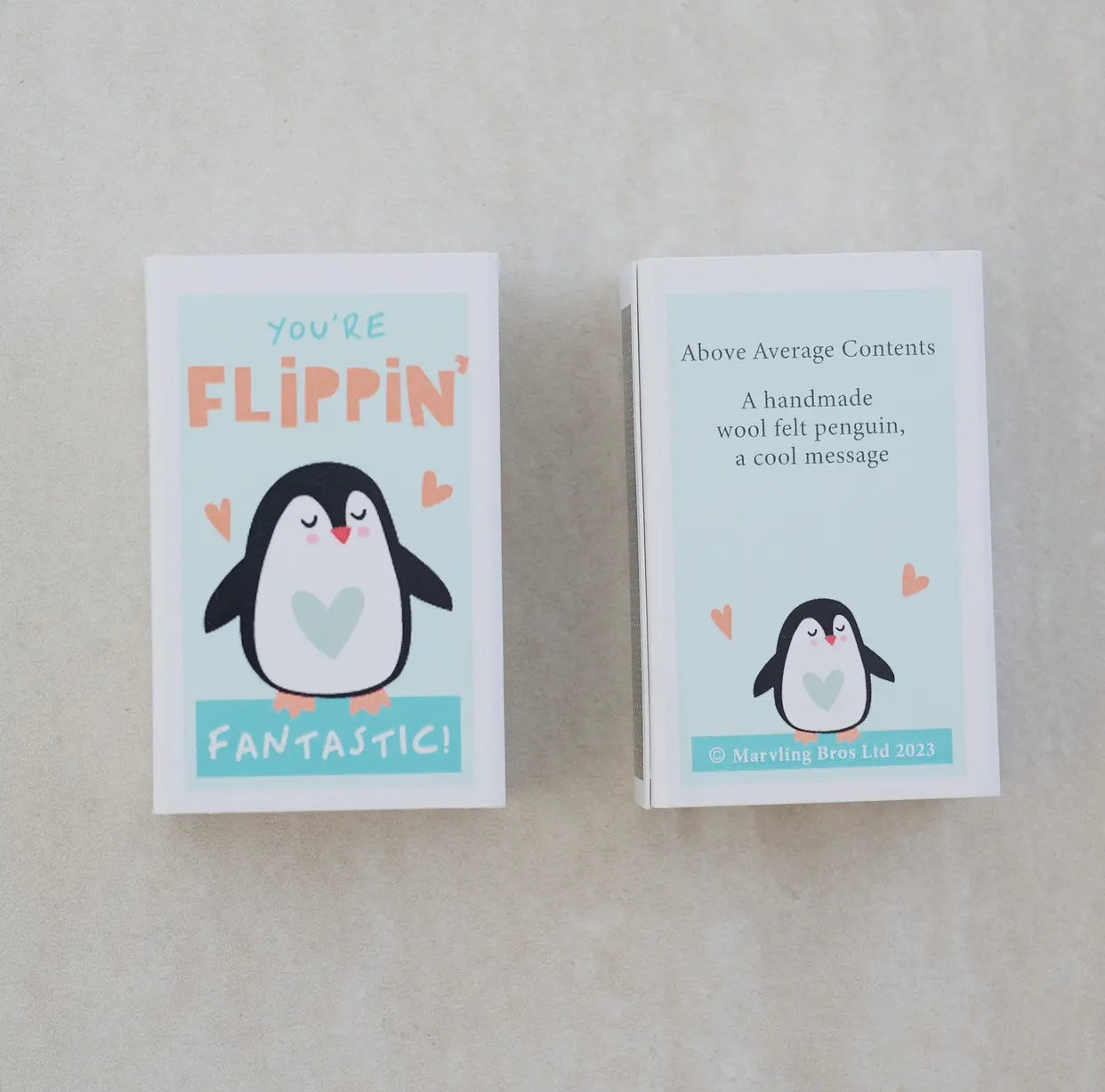 Flippin' Fantastic Friend ~ Wool Felt Penguin in A Matchbox