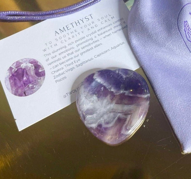 Amethyst Heart ~ Worry Thumb Stone