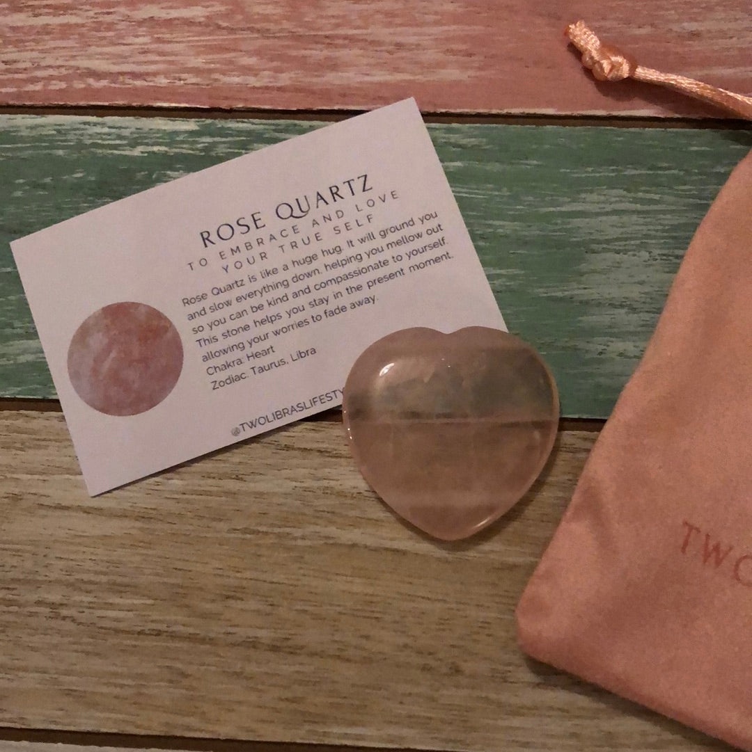 Rose Quartz~Heart Worry Thumb Stone