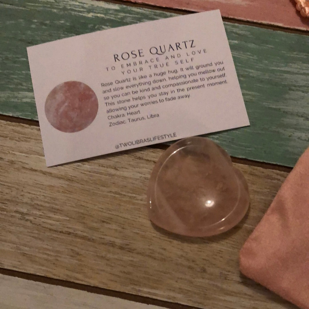 Rose Quartz~Heart Worry Thumb Stone